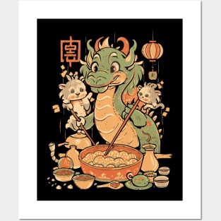 Dragon Dumpling Delight, Chinese Cartoon Style Posters and Art